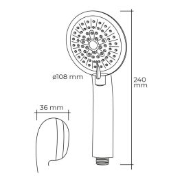 Edm Mango de Ducha Anticalcáreo Moderno 3 Funciones Color Cromo Ø10,8 x 3,6 x 24 cm