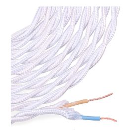 Edm Carrete cable textil trenzado h03vv-f 2 x 0,75 mm² gris plateado, 5 m