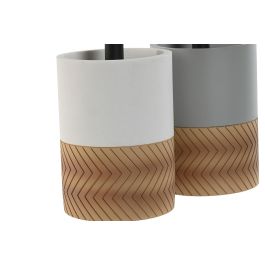 DKD Home Decor Escobillero Resina Blanco Gris Natural 9.5 x 37 x 9.5 cm (2 Unidades)
