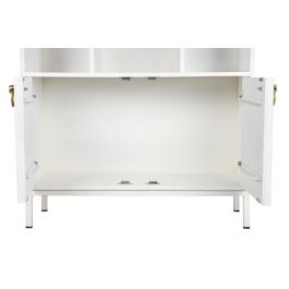 DKD Home Decor Estantería Moderna Blanca de Madera Mango y Metal con 2 Puertas y 6 Estantes Hecha a Mano 90x40x180 cm