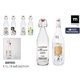 Inde Botella de Vidrio 1 Litro con Tapón Hermético Diseño Chistes Mecano Ø 8,25 x 32,2 cm (6 Unidades) Precio: 16.80000058. SKU: B1DPLVBF4D