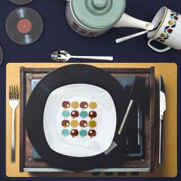 Home Deco Factory Individual 45x30 cm con Imagen de Tocadiscos Estilo Retro Colores Surtidos