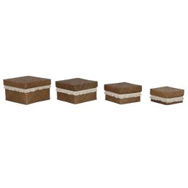 Cesta Boho DKD Home Decor Natural Blanco 30 x 19 x 30 cm Set de 4 Cesta Boho DKD Home Decor Natural Blanco 30 x 19 x 30 cm Set de 4
