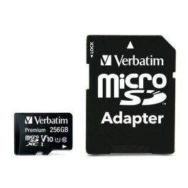 Verbatim Tarjeta de Memoria microSDHC/SDXC 256GB Clase 10 Negra de Alta Velocidad con Adaptador SD para Móviles, Cámaras y GPS