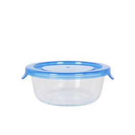 Quttin Fiambrera Redonda con Tapa Azul 400cc 13.5x5.5 cm (12 Unidades)
