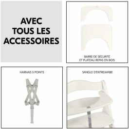 Hauck Trona Evolutiva BETA+ de Madera FSC con Arnés 5 Puntos y Ruedas - De 6 Meses a 90 kg - Blanco