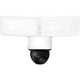 EUFY Floodlight E340 Cámara de Seguridad Exterior con Cable, Giro 360°, Doble Cámara, 2000 Lúmenes, Visión Nocturna, Activada por Movimiento, Wi-Fi