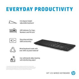 HP 125 Teclado con Cable Estándar para PC | Diseño Cómodo y Productividad Diaria | Disposición Holandesa NL