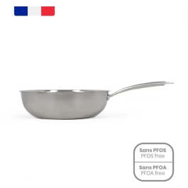 Livoo Wok de Acero Inoxidable MEP162 Ø 28 cm para Todas las Placas de Cocción Incluida Inducción y Horno Fabricado en Francia