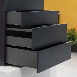 Emuca Cajón exterior Vertex Push Sincro con regulación 3D de altura 93mm, 40kg, profundidad 500mm, Acero, Gris antracita