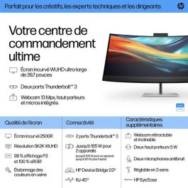 HP 740pm Series 7 Pro Monitor Curvo Ultrawide 39.7" 5K2K con Webcam 4K Integrada y Micrófonos Cancelación Ruido
