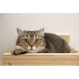 Hamaca de pared para gatos - KERBL - TIMBER - 38 x 33,5 x 16 cm - Madera maciza - Tejido de felpa