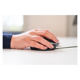 BakkerElkhuizen Oyster - Ratón Vertical Ergonómico para Oficina, Ambidiestro, Láser 1200 DPI, 5 Botones, Inclinación Ajustable, Plug and Play, USB Negro/Plata