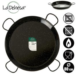 Paellera Esmaltada La Dehesa 80 cm, 40 Raciones, Acero Esmaltado, Negro