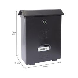 Arregui Buzón Individual Exterior Classic Poliestireno Negro 27x11x34.6 cm Mediano (A4) Resistente UV para Zonas Costeras