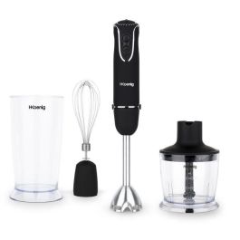 H.Koenig MIX75 Batidora de mano 3 en 1: 850 W, 5 velocidades + Turbo, cuchillas de acero inoxidable, vaso medidor, picadora y varillas. Precio: 71.99000028. SKU: B1CZLST99Z