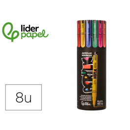 Liderpapel Rotulador Acrílico Base Agua Todo Tipo de Superficie Punta Fina 0,7 mm Caja de 8 Unidades Colores Surtidos Precio: 11.58999952. SKU: B1CS4LHSYA