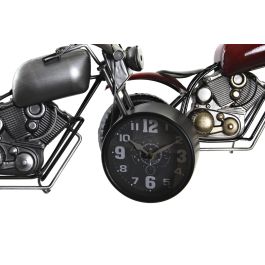 DKD Home Decor Reloj de Sobremesa Vintage de Hierro con Diseño Moto Gris y Rojo 13.5x44x23 cm (Pack 2 Unidades)