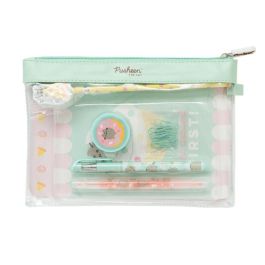 ERIK Set Papelería Foodie Collection Pusheen: Cuaderno A5, Subrayador, Bolígrafo, Lápiz, Sacapuntas, Clips y Estuche