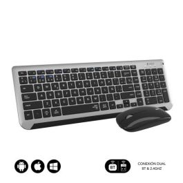 SUBBLIM Teclado con Ratón Bluetooth + 2.4G Combo Dual Prestige Extendido Gris/Negro