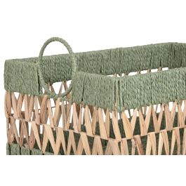 DKD Home Decor Cesta Tropical Fibra Verde Blanco Rosa Natural 43x30x26 cm Set de 3 (2 Unidades)