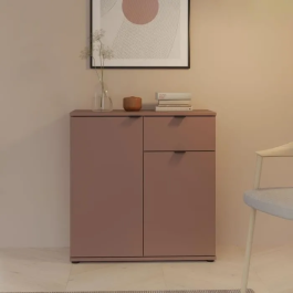 GANYMEDE Cómoda GNM K222LU72, 2 puertas, 1 cajón, Terracota, 80,1 x 34,1 x 82,3 cm