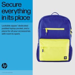 HP Mochila Campus Verde, Extra Segura con Cremallera Bloqueable y Bolsillo Acolchado para Portátil, Materiales Resistentes a la Lluvia