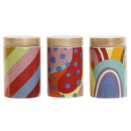 DKD Home Decor Bold 2023 Bote Multicolor Natural Bambú Dolomita 10x10x16 cm (3 Unidades)