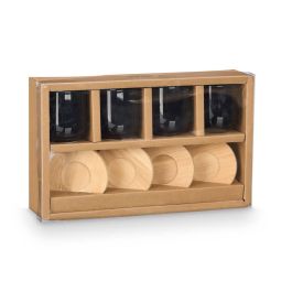 Kinvara Set 4 Vasos de Café de Porcelana Negra con Posavasos de Bambú, Capacidad 95 ml, Taza 5.5x6.5 cm, Posavasos 8x1 cm (12 Unidades) Kinvara Set 4 Vasos de Café de Porcelana Negra con Posavasos de Bambú, Capacidad 95 ml, Taza 5.5x6.5 cm, Posavasos 8x1 cm (12 Unidades)