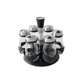 Quttin Set de 6 Especieros de Vidrio con Soporte - Organiza tus Especias con Estilo y Practicidad (8 Unidades)