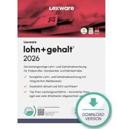 Lexware Lohn+Gehalt 2026 - Software de Nóminas y Salarios para 1 Dispositivo, Licencia Anual ESD-Download Precio: 442.5900006. SKU: B158HEX7PX