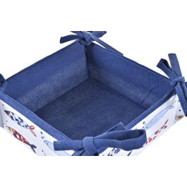 DKD Home Decor Cesta Mediterraneo Costa Peces de Algodón, Colores Azul Rojo Blanco, 16 x 10 x 16 cm, Pack 6 Unidades