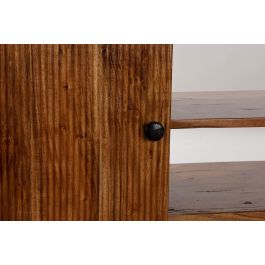 DKD Home Decor Mueble TV Ondulado Acacia Colonial Alpino Marrón Claro Negro 145 x 40 x 60 cm