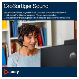 Poly Auriculares Blackwire 5220 Negro USB-C + Jack 3,5 mm