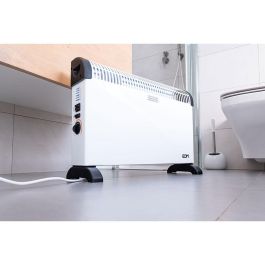 Edm Convector de Aire Turbo 2000W con 3 Niveles, Termostato Regulable y Función Turbo (Blanco, 62.5x14x49 cm)