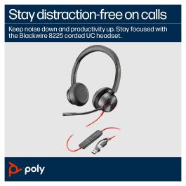 HP Auriculares Estéreo Blackwire C8225-M USB-C/A Certificado para Teams Negro