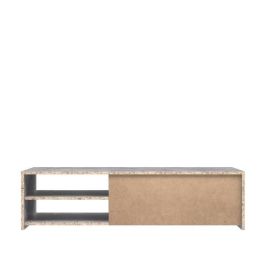 PILVI Mueble de televisión moderno - Hormigón blanco y gris claro - An 120 x P 42,1 x Al 31,8 cm PILVI Mueble de televisión moderno - Hormigón blanco y gris claro - An 120 x P 42,1 x Al 31,8 cm