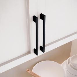 Emuca Lote de 5 tiradores para mueble Paiporta, L160mm, intereje 128mm, Zamak, Pintado negro