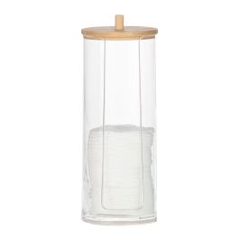 Andrea House Bote Organizador Algodonero Acrílico Transparente/Bambú Ø7 x 17 cm BA72113