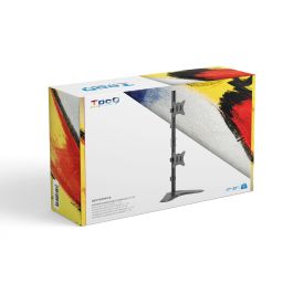 TooQ DB1703TNV-B Soporte de Sobremesa para 2 Monitores 17-32" Giratorio Inclinable VESA 75/100, 9kg/brazo, Negro con Soporte Teléfono