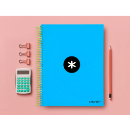 Antartik Cuaderno espiral A4 micro 120 hojas 90 gr cuadro 5mm 5 bandas color azul