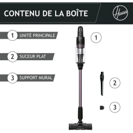 Hoover Aspiradora vertical inalámbrica HF1P10H, 40 AW, Pantalla LED, Negro / Morado pastel