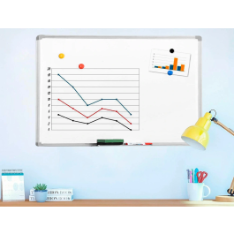 Q-connect Pizarra Blanca Lacada Magnética Marco Aluminio 60x45 cm