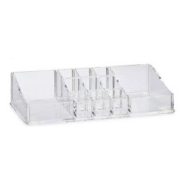 Berilo Organizador 11 Huecos Grandes Laterales, Plástico Transparente, 9x9x22 cm (Set de 12)