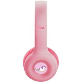 Trust 25274 Auriculares Inalámbricos Nouna Kids para Niños con Micrófono, Límite 85 dB, 15h Batería, Plegables, Rosa