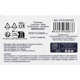 Inde Fiambrera Rectangular Hermética 20.5x15.3 cm 1.3L con Escurridor (6 Unidades)