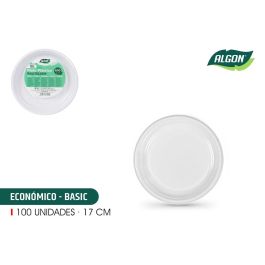 Set de 100 platos redondos ecológicos de plástico, 17 cm - Algon (10 Cajas) Precio: 39.49999988. SKU: B176FT6CG4