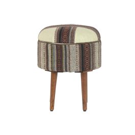 DKD Home Decor Reposapiés Alpino de Algodón y Mango Multicolor 40x56x40 cm con Tapa - Colección Afrkn