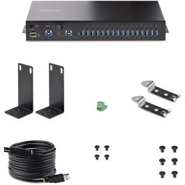 StarTech Hub USB 3.0 Industrial de 16 Puertos 5Gbps con Montaje en Rack/Superficie/DIN y Bloque de Terminales