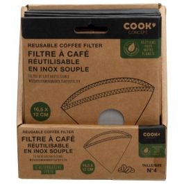Cook Concept Filtro Café Reutilizable Metal Talla nº4 Lavable Acero Inoxidable Compatible Cafeteras Filtro 16,5x12 cm